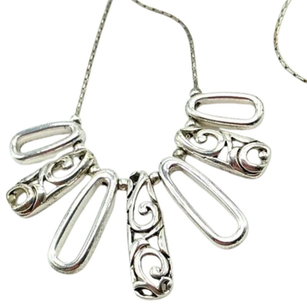 Silver Finish Asymmetrical Sliding Bib Snake Chain Necklace 16-19"